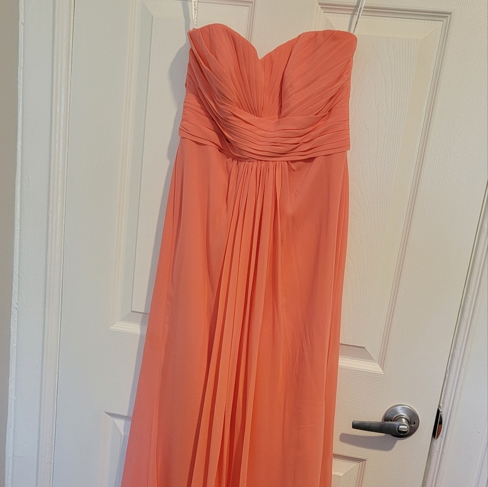 David's Bridal coral strapless size 0 dress